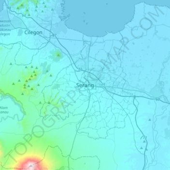 Serang topographic map, elevation, terrain