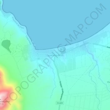 Guanaqueros topographic map, elevation, terrain