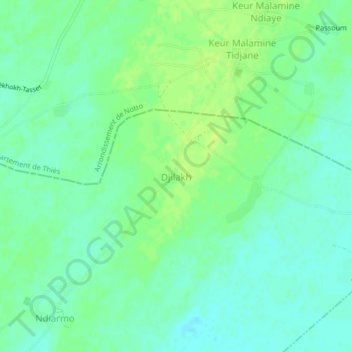 Djilakh topographic map, elevation, terrain
