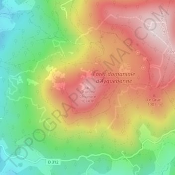 Grün de Chignore topographic map, elevation, terrain