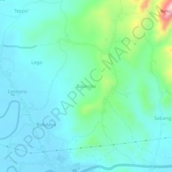Balanipa topographic map, elevation, terrain