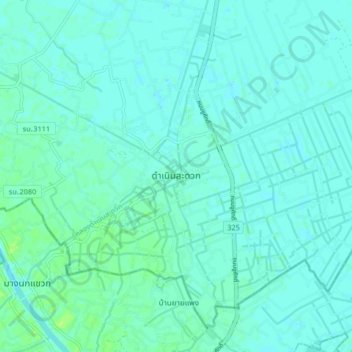 Damnoen Saduak topographic map, elevation, terrain