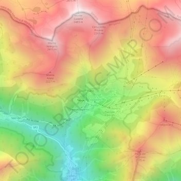 Piano topographic map, elevation, terrain