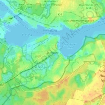 Schlutup topographic map, elevation, terrain
