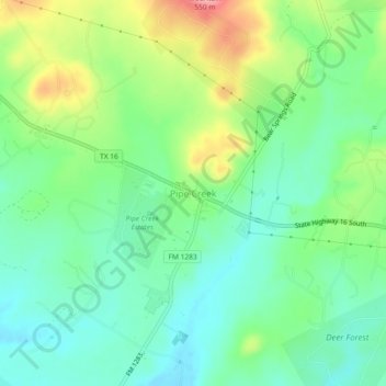 Pipe Creek topographic map, elevation, terrain