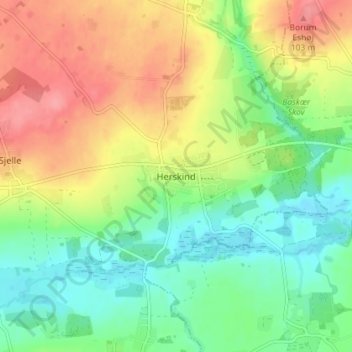 Herskind topographic map, elevation, terrain