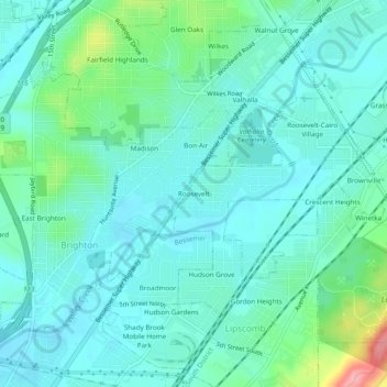 Roosevelt topographic map, elevation, terrain