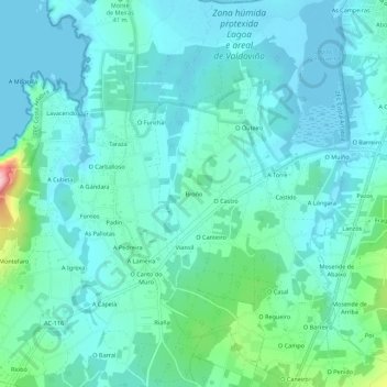 Broño topographic map, elevation, terrain