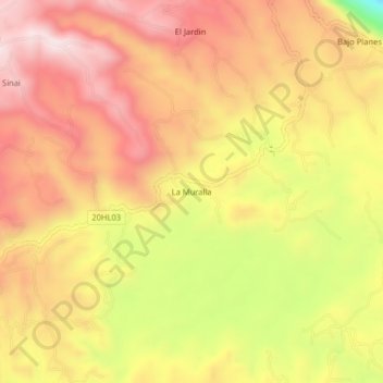 La Muralla topographic map, elevation, terrain