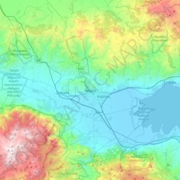 Lamia topographic map, elevation, terrain