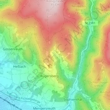 Kattersreuth topographic map, elevation, terrain