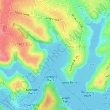 Gymea Bay topographic map, elevation, terrain