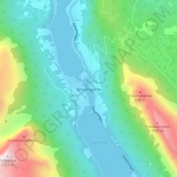Straumgjerde topographic map, elevation, terrain