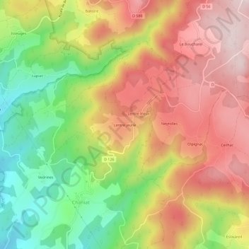 Lentre Jeune topographic map, elevation, terrain