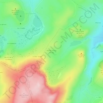 Roche-Orcine Haute topographic map, elevation, terrain