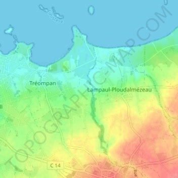 Lestremeur topographic map, elevation, terrain