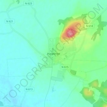 Harplinge topographic map, elevation, terrain