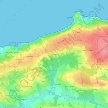 Kervingant topographic map, elevation, terrain