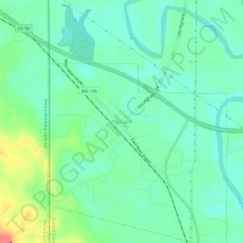 McLain topographic map, elevation, terrain
