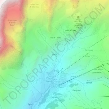 Batse topographic map, elevation, terrain
