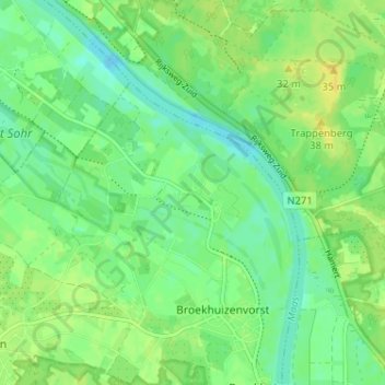 Ooijen topographic map, elevation, terrain