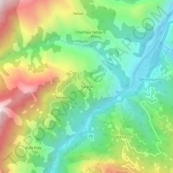 Tocaña topographic map, elevation, terrain
