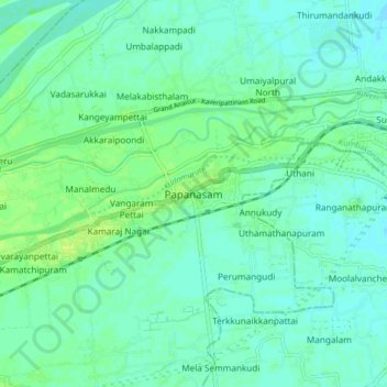 Papanasam topographic map, elevation, terrain