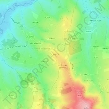 Le Perroux topographic map, elevation, terrain