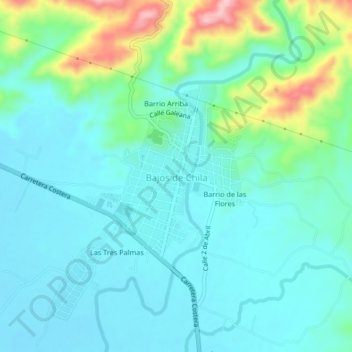 Bajos de Chila topographic map, elevation, terrain