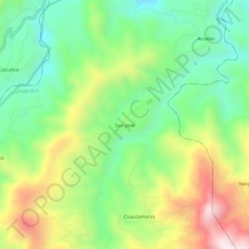 San José topographic map, elevation, terrain