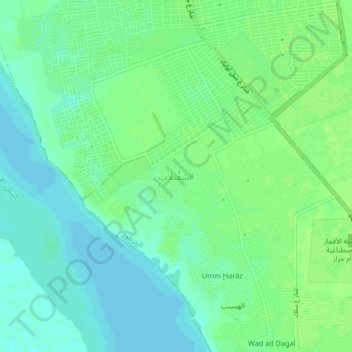 Hillat Ash Shiqelab topographic map, elevation, terrain