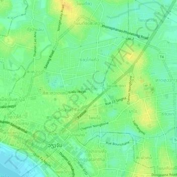 Sibounheuang topographic map, elevation, terrain