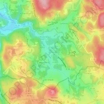 Le Champ topographic map, elevation, terrain