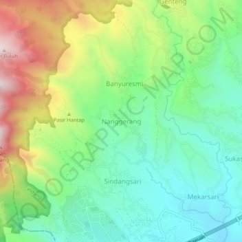 Nanggerang topographic map, elevation, terrain