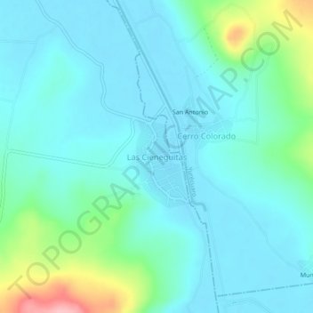 Las Cieneguitas topographic map, elevation, terrain