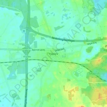 Kliplev topographic map, elevation, terrain