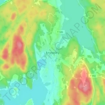 Åmmeberg topographic map, elevation, terrain