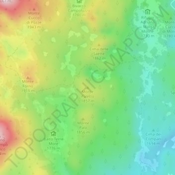 Monte Paletto topographic map, elevation, terrain