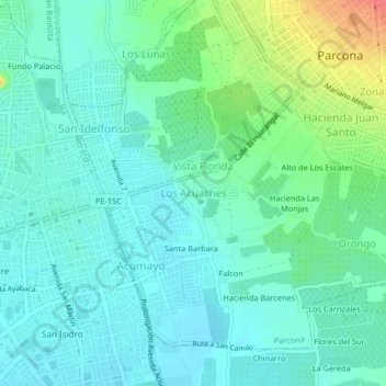 Los Acuaches topographic map, elevation, terrain