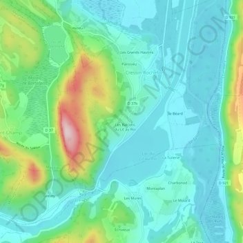 Cressin topographic map, elevation, terrain