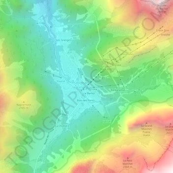 Le Grand Couloir topographic map, elevation, terrain