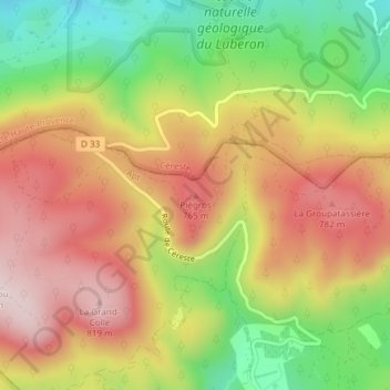 Piégros topographic map, elevation, terrain