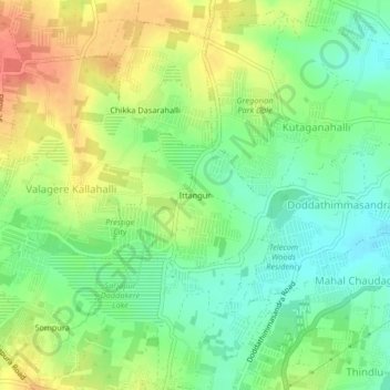 Ittangur topographic map, elevation, terrain