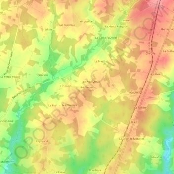 La Naussa topographic map, elevation, terrain