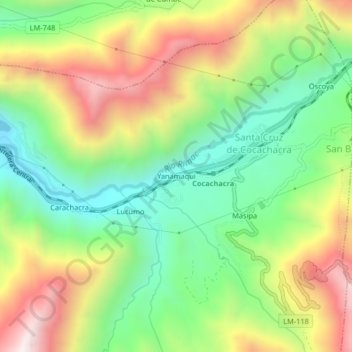 Yanamaqui topographic map, elevation, terrain