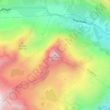 Piz Polaschin topographic map, elevation, terrain