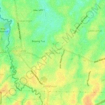 Jatimakmur topographic map, elevation, terrain