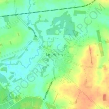 East Harling topographic map, elevation, terrain