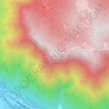 Monte Cengio topographic map, elevation, terrain