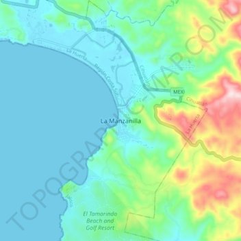 La Manzanilla topographic map, elevation, terrain